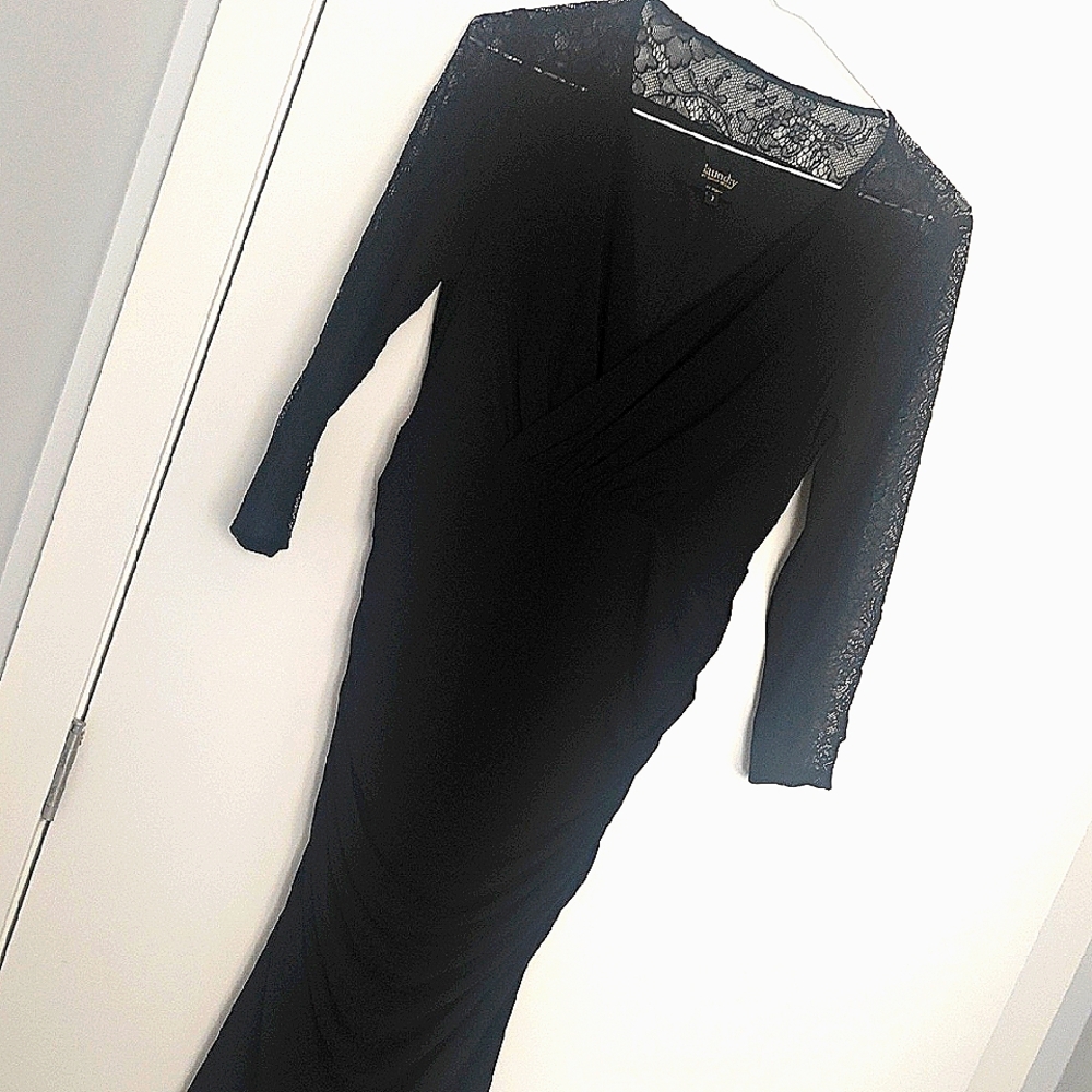 Laundry By Shelli Segal Black Lace Long Sleeve Dress